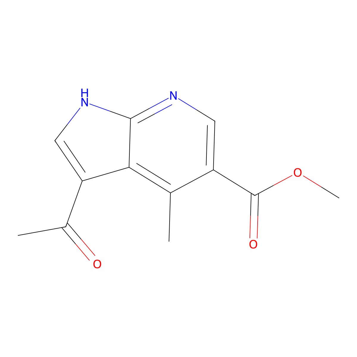3-Acetyl-4-methyl-7-azaindole-5-methyl carboxylate molecular structure, CAS 1427503-12-5