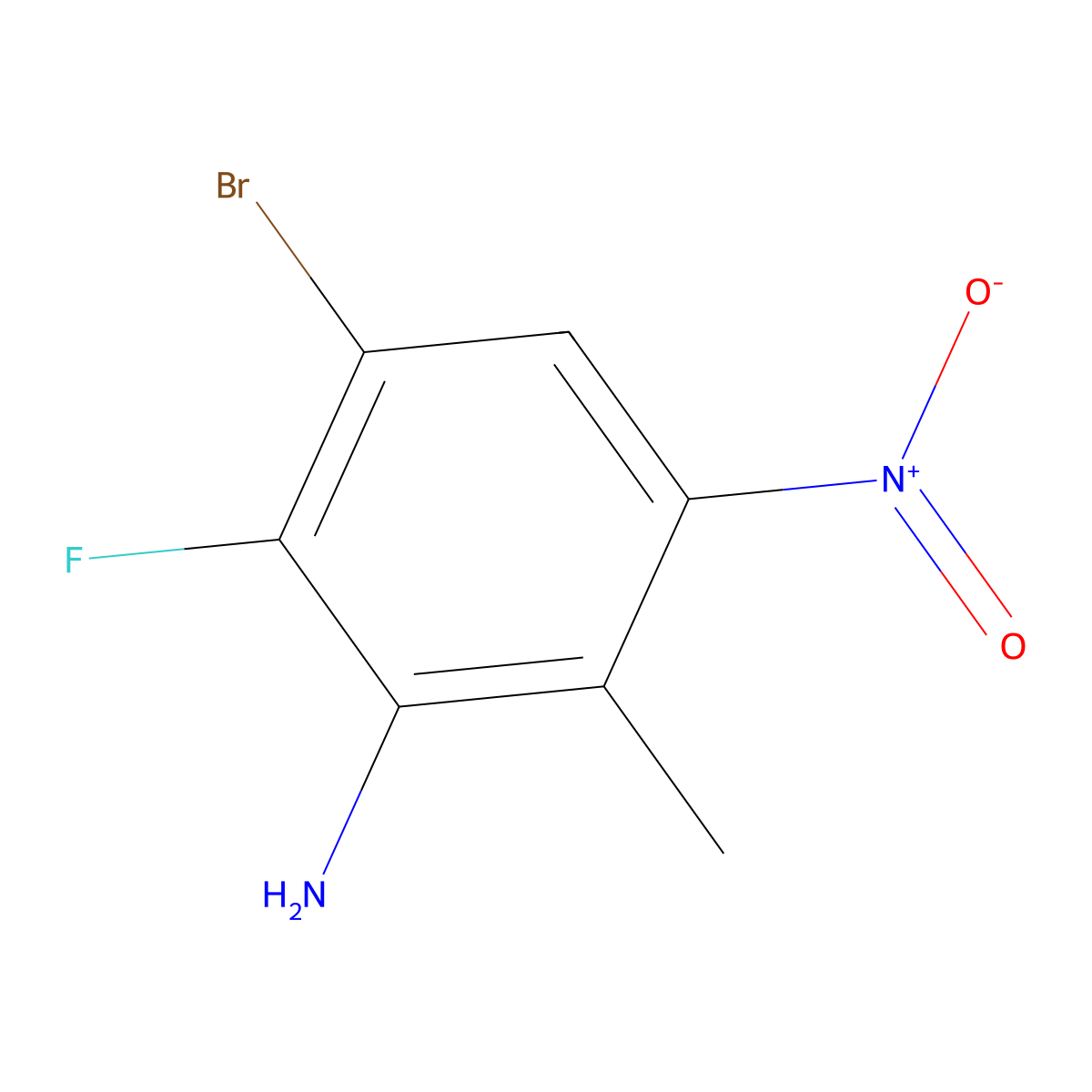 2-Amino-4-bromo-3-fluoro-6-nitrotoluene molecular structure, CAS 1427503-16-9
