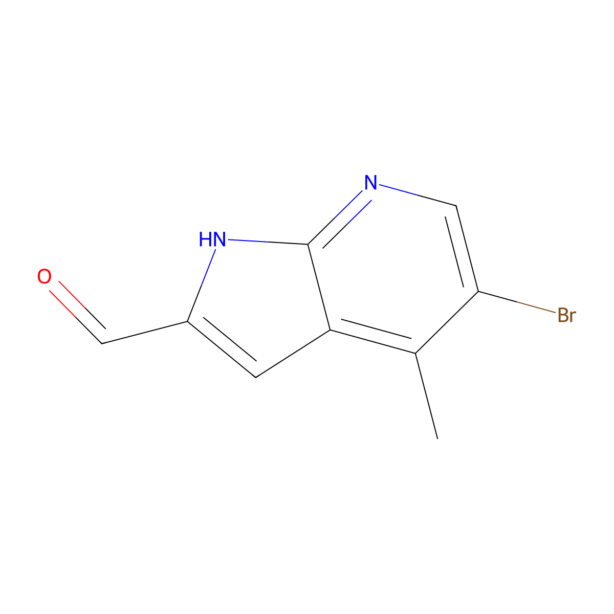 5-Bromo-4-methyl-1H-pyrrolo[2,3-b]pyridine-2-carbaldehyde molecular structure, CAS 1427503-51-2