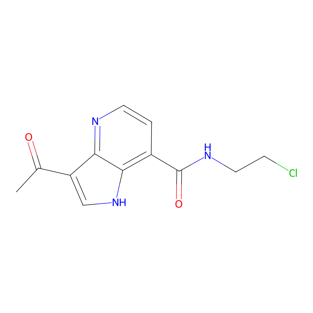 3-acetyl-N-(2-chloroethyl)-1H-4-azaindole-7-carboxamide molecular structure, CAS 1427503-63-6