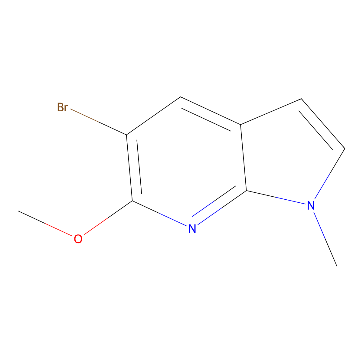 5-bromo-6-methoxy-1-methyl-1H-pyrrolo[2,3-b]pyridine molecular structure, CAS 1427503-67-0