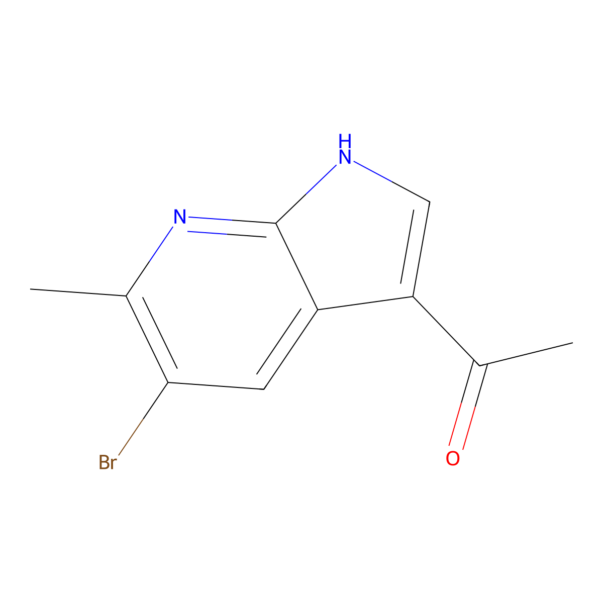 1-(5-Bromo-6-methyl-1H-pyrrolo[2,3-b]pyridin-3-yl)ethan-1-one molecular structure, CAS 1427503-99-8
