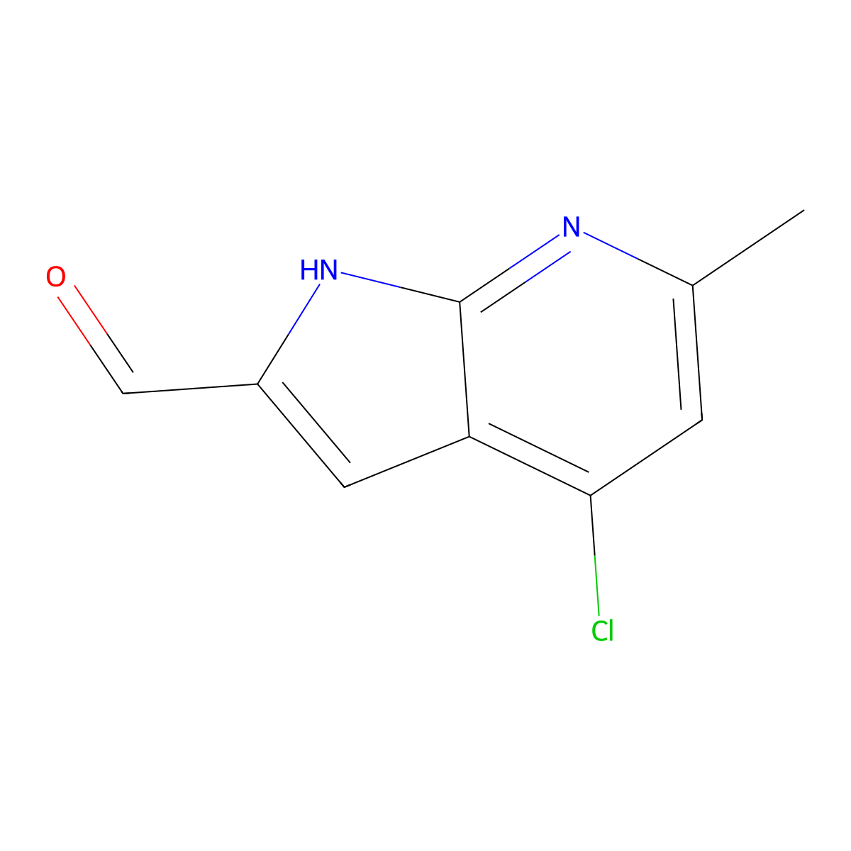 4-Chloro-6-methyl-1H-pyrrolo[2,3-b]pyridine-2-carbaldehyde molecular structure, CAS 1427504-04-8