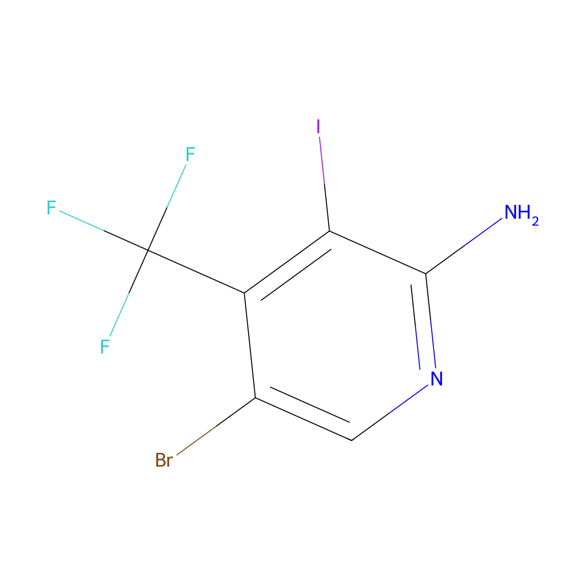 5-Bromo-3-iodo-4-(trifluoromethyl)pyridin-2-amine molecular structure, CAS 1427504-07-1