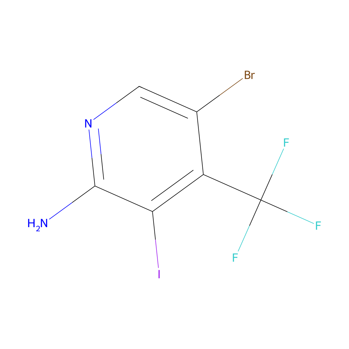 5-Bromo-3-iodo-4-(trifluoromethyl)pyridin-2-amine molecular structure, CAS 1427504-07-1
