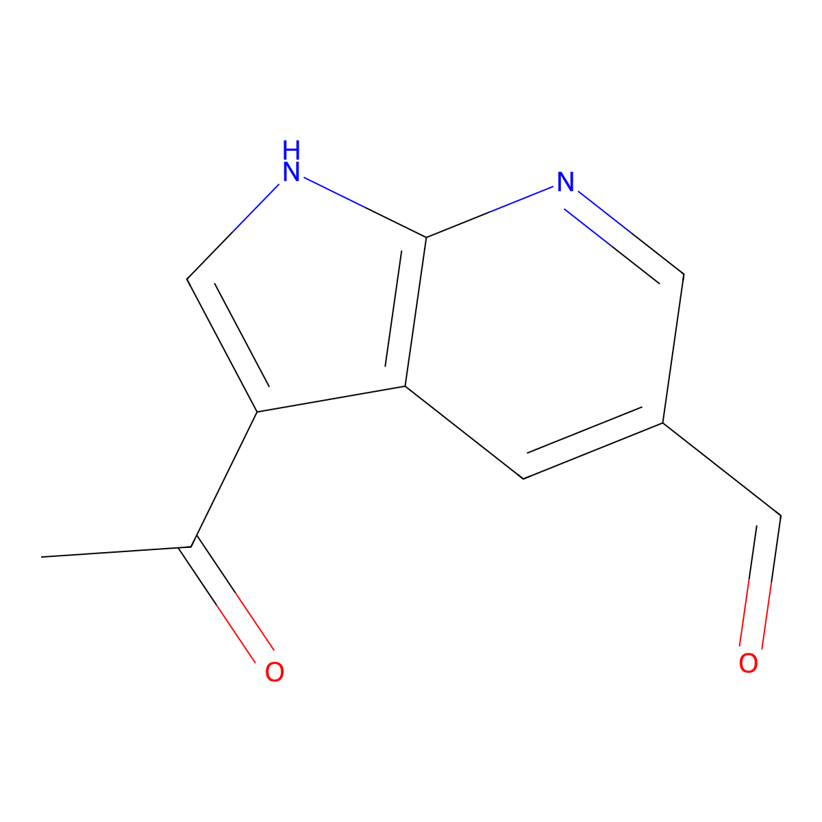 3-Acetyl-1H-pyrrolo[2,3-b]pyridine-5-carbaldehyde molecular structure, CAS 1427504-13-9