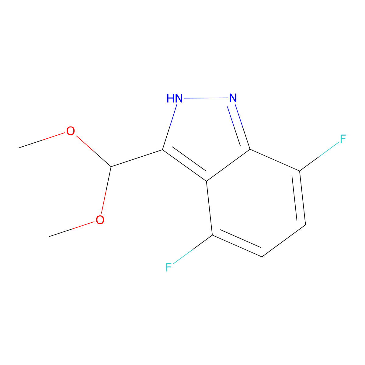 4,7-Difluoro-3-(dimethoxymethyl)-1H-indazole molecular structure, CAS 1427504-15-1