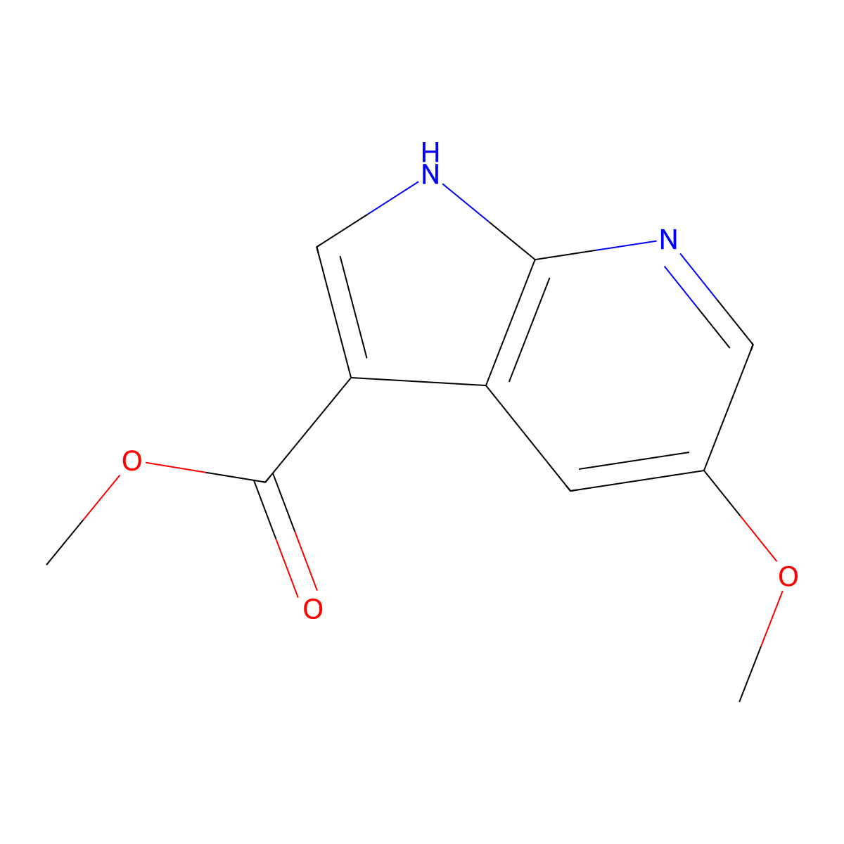 methyl 5-methoxy-1H-pyrrolo[2,3-b]pyridine-3-carboxylate molecular structure, CAS 1427504-24-2