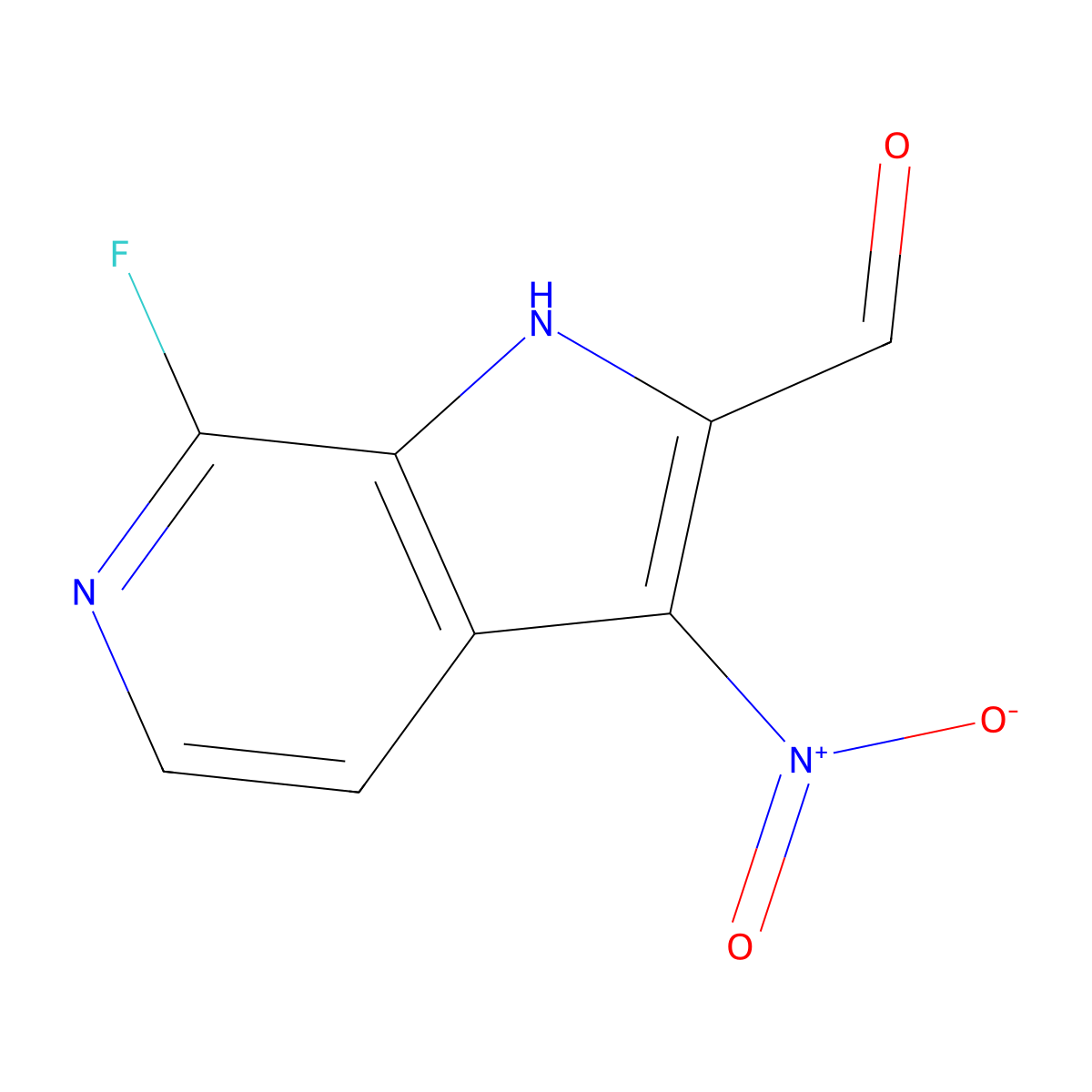 7-Fluoro-3-nitro-6-azaindole-2-carbaldehyde molecular structure, CAS 1427504-48-0