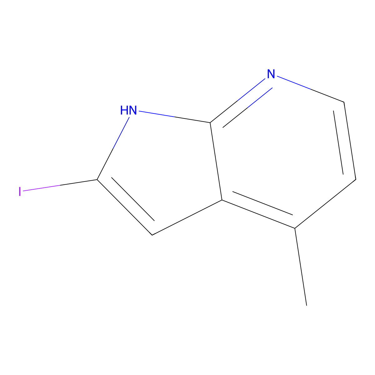 2-iodo-4-methyl-1H-pyrrolo[2,3-b]pyridine molecular structure, CAS 1427504-70-8