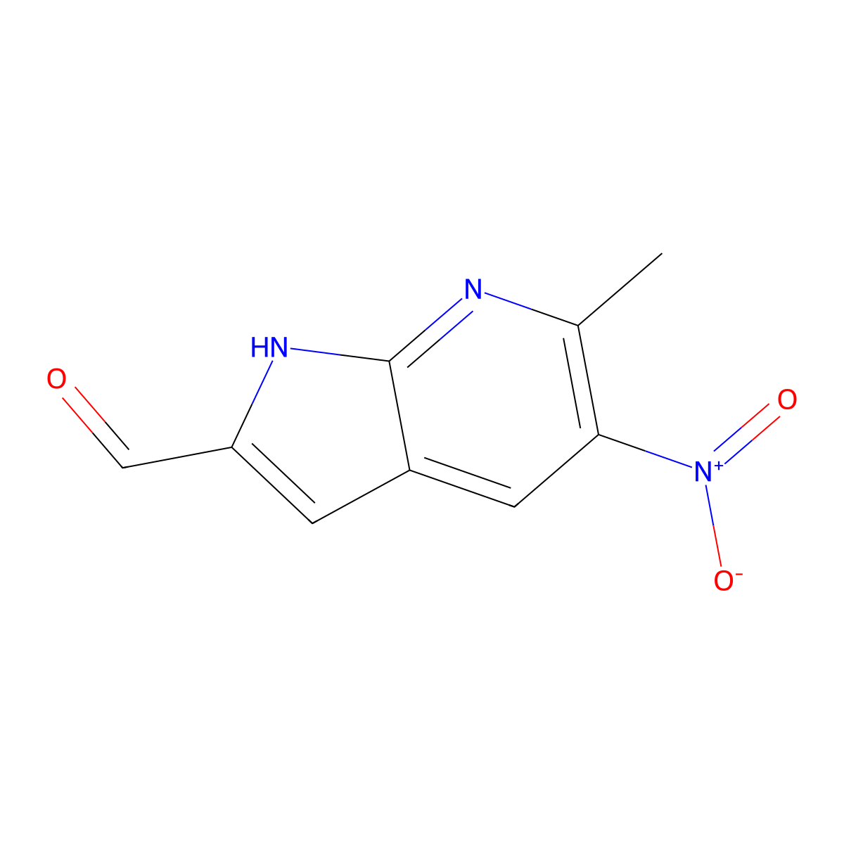 6-Methyl-5-nitro-7-azaindole-2-carbaldehyde molecular structure, CAS 1427504-77-5