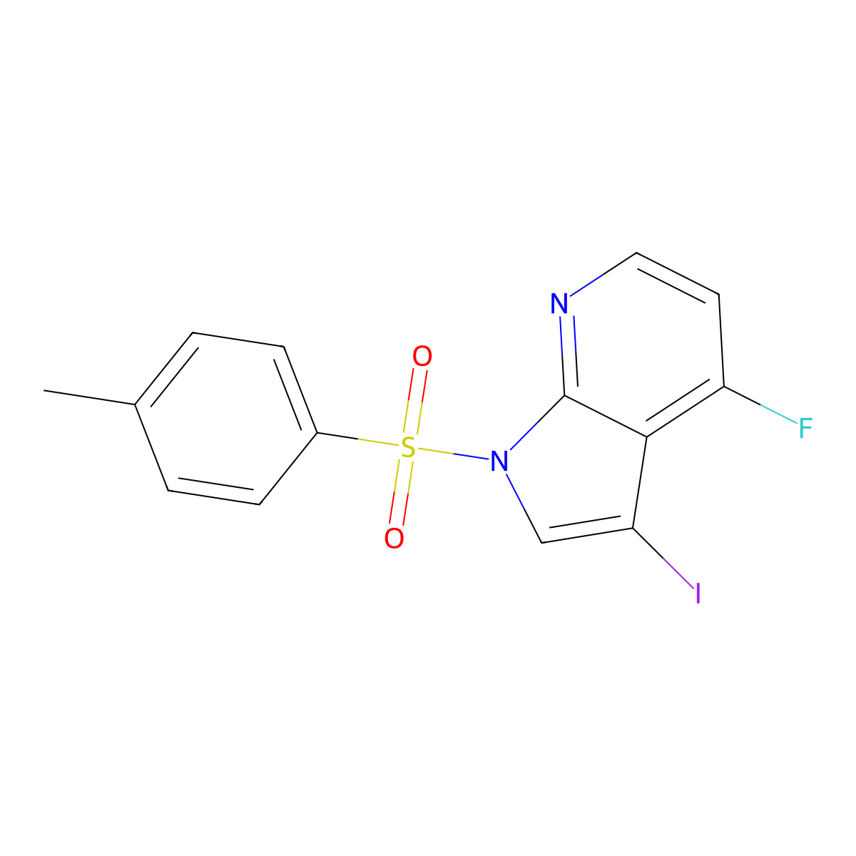 4-Fluoro-3-iodo-1-[(4-methylphenyl)sulfonyl]-7-azaindole molecular structure, CAS 1427504-91-3