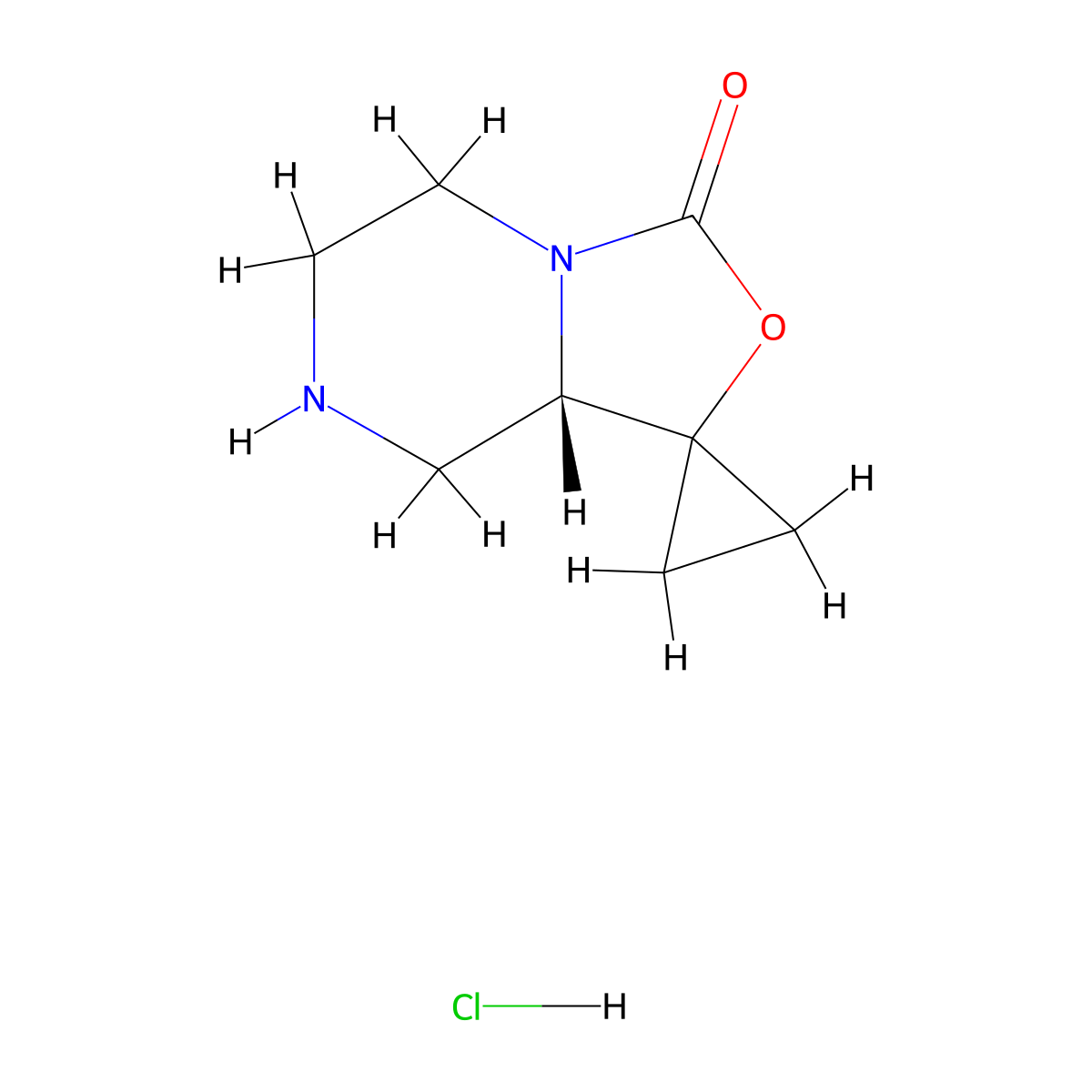 (S)-Tetrahydrospiro[cyclopropane-1,1'-oxazolo[3,4-A]pyrazin]-3'(5'H)-one hcl molecular structure, CAS 1427514-87-1