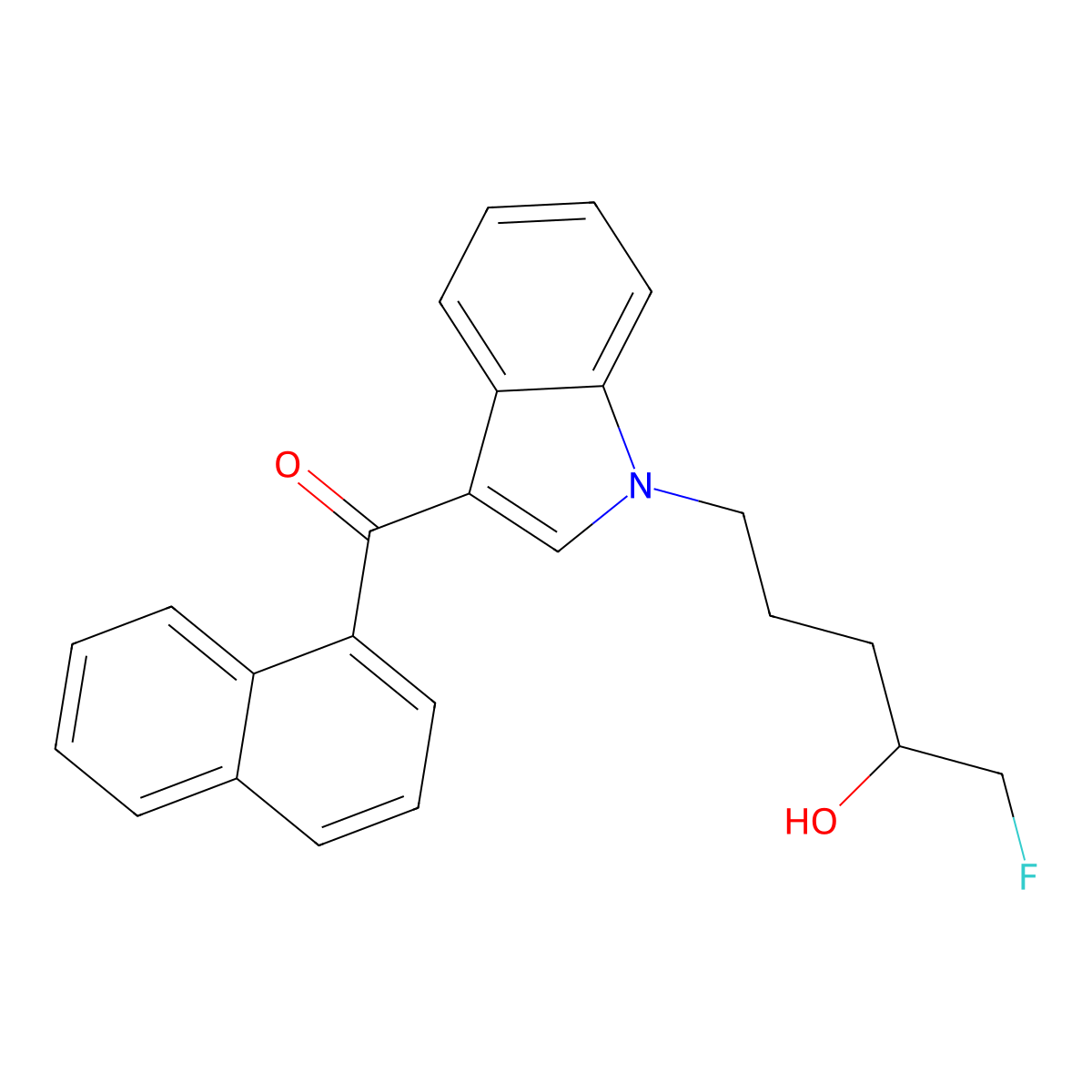 (1-(5-fluoro-4-hydroxypentyl)-1H-indol-3-yl)(naphthalen-1-yl)methanone molecular structure, CAS 1427521-34-3