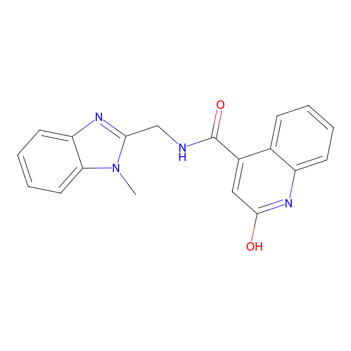 2-hydroxy-N-[(1-methyl-1H-benzimidazol-2-yl)methyl]quinoline-4-carboxamide molecular structure, CAS 1427562-03-5