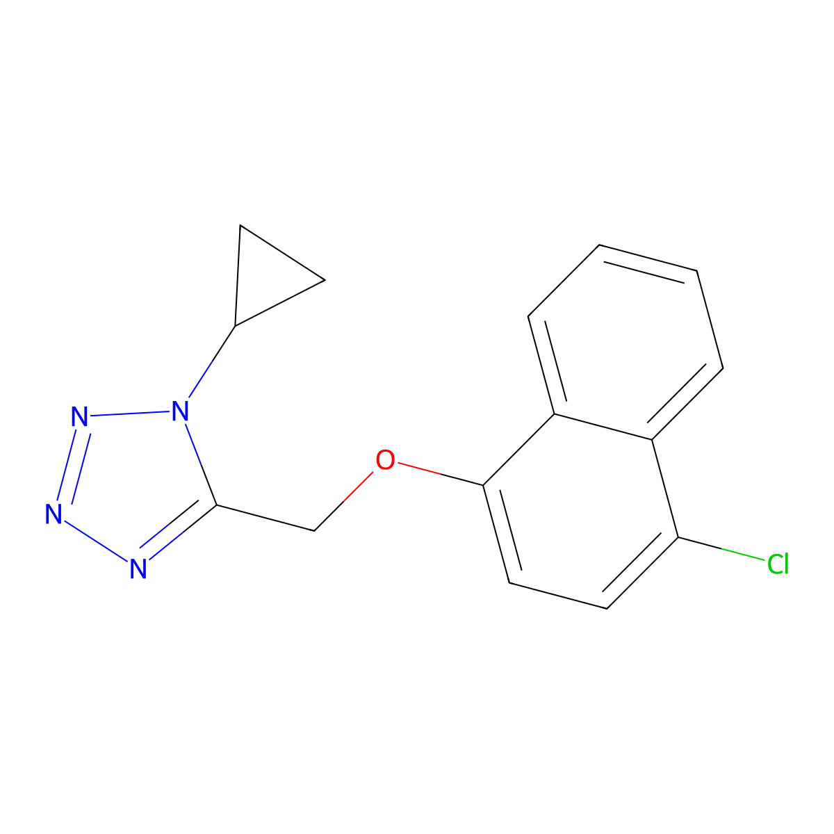 5-{[(4-chloronaphthalen-1-yl)oxy]methyl}-1-cyclopropyl-1H-1,2,3,4-tetrazole molecular structure, CAS 1427579-92-7