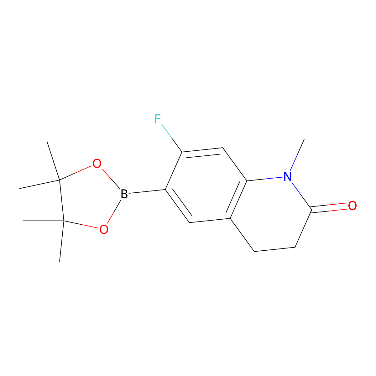 7-Fluoro-1-methyl-6-(4,4,5,5-tetramethyl-[1,3,2]dioxaborolan-2-yl)-3,4-dihydro-1H-quinolin-2-one molecular structure, CAS 1427587-55-0