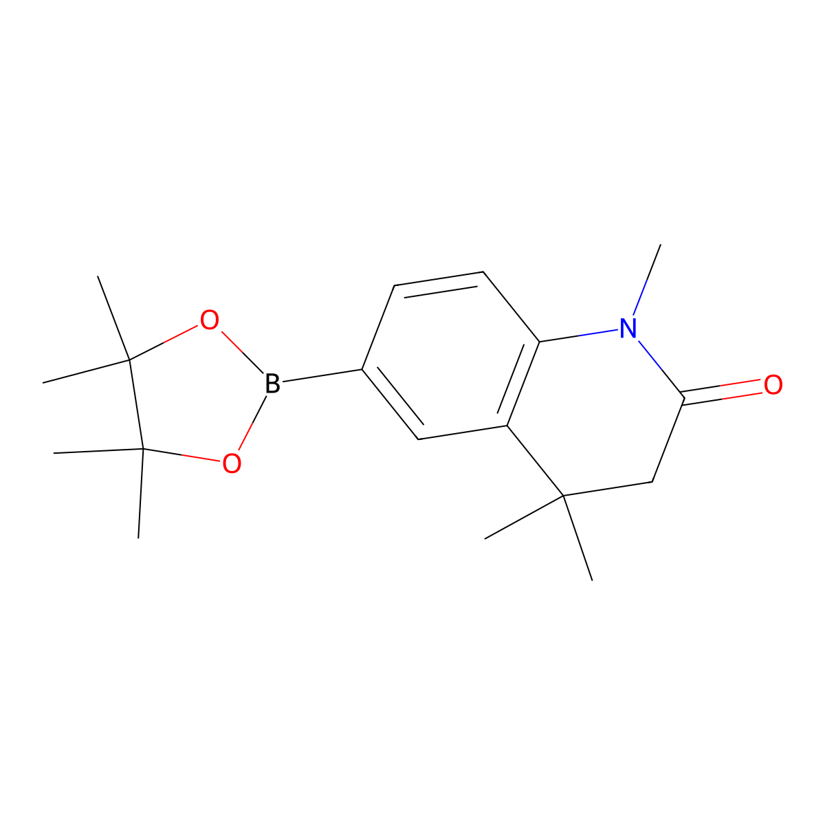 1,4,4-Trimethyl-6-(4,4,5,5-tetramethyl-[1,3,2]dioxaborolan-2-yl)-3,4-dihydro-1H-quinolin-2-one molecular structure, CAS 1427587-56-1