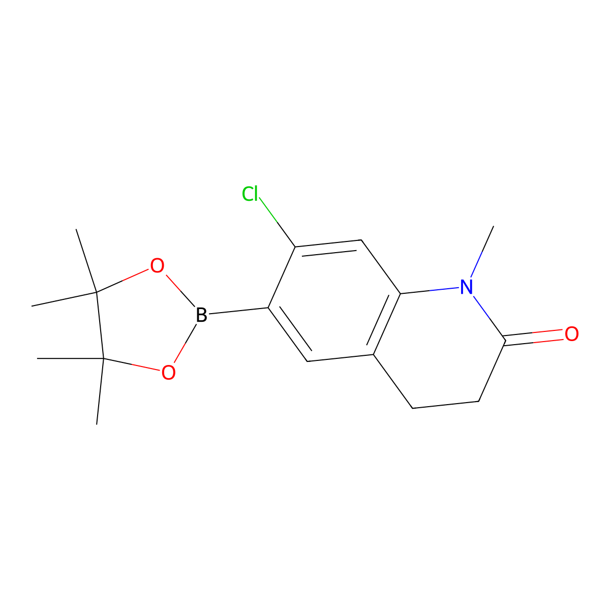 7-chloro-1-methyl-6-(4,4,5,5-tetramethyl-[1,3,2]dioxaborolan-2-yl)-3,4-dihydro-1H-quinolin-2-one molecular structure, CAS 1427588-30-4