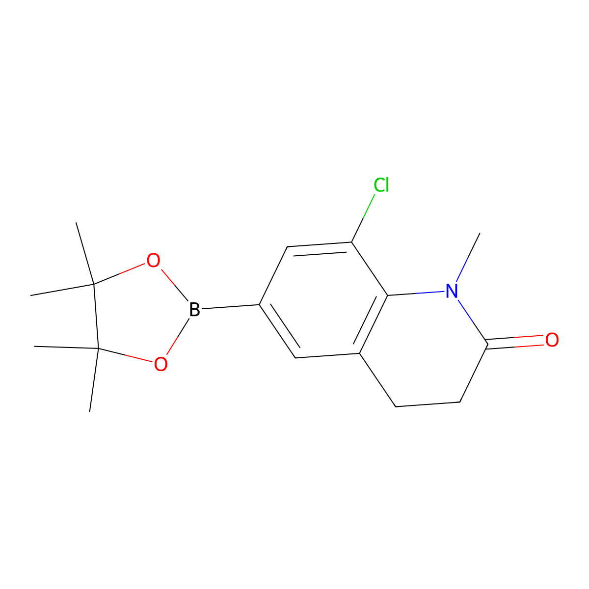 8-Chloro-1-methyl-6-(4,4,5,5-tetramethyl-[1,3,2]dioxaborolan-2-YL)-3,4-dihydro-1H-quinolin-2-one molecular structure, CAS 1427588-44-0
