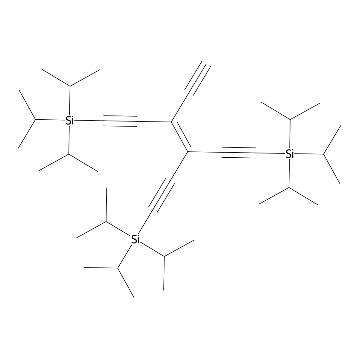 (3-Ethynyl-4-((triisopropylsilyl)ethynyl)hexa-3-EN-1,5-diyne-1,6-diyl)bis(triisopropylsilane) molecular structure, CAS 142761-78-2