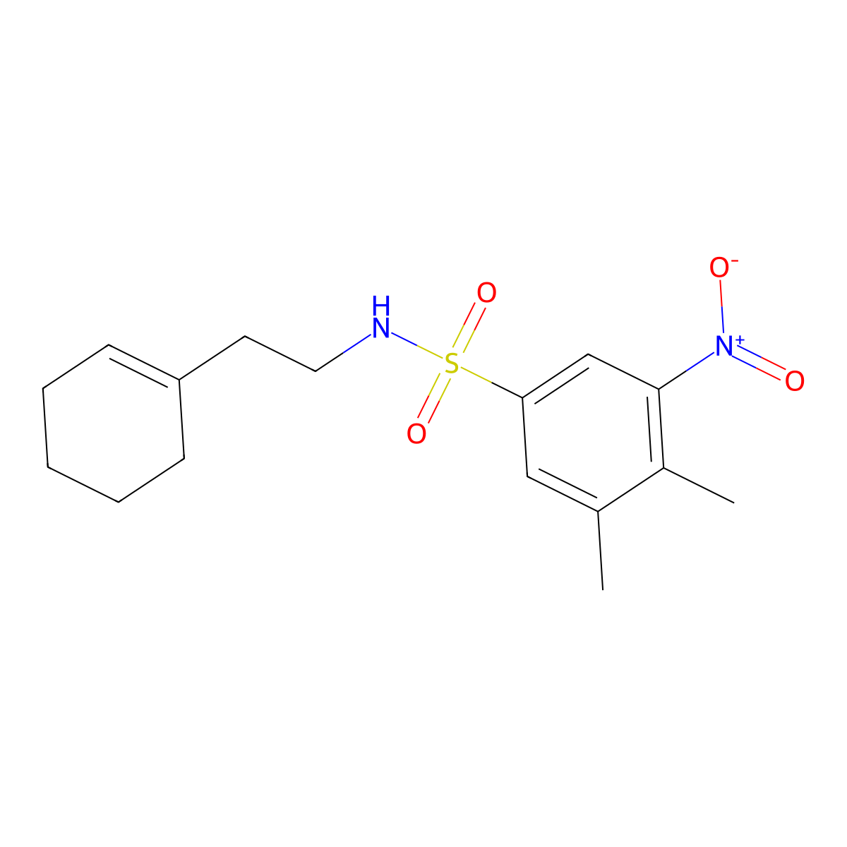 N-[2-(cyclohex-1-en-1-yl)ethyl]-3,4-dimethyl-5-nitrobenzene-1-sulfonamide molecular structure, CAS 1427692-34-9