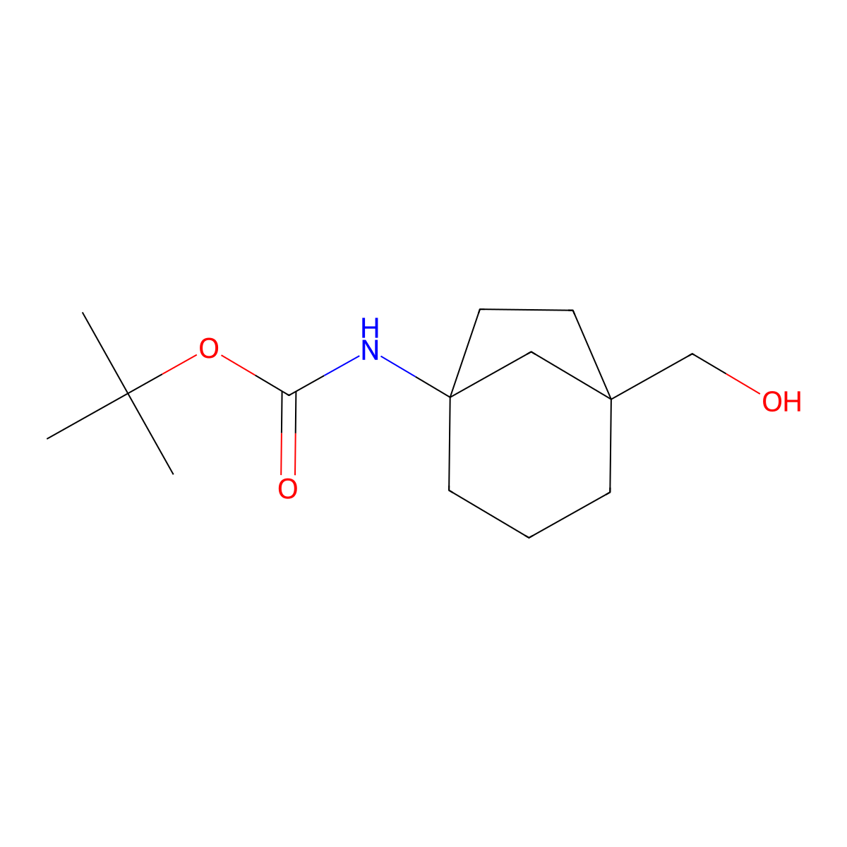 Tert-butyl (5-(hydroxymethyl)bicyclo[3.2.1]octan-1-yl)carbamate molecular structure, CAS 1427704-98-0