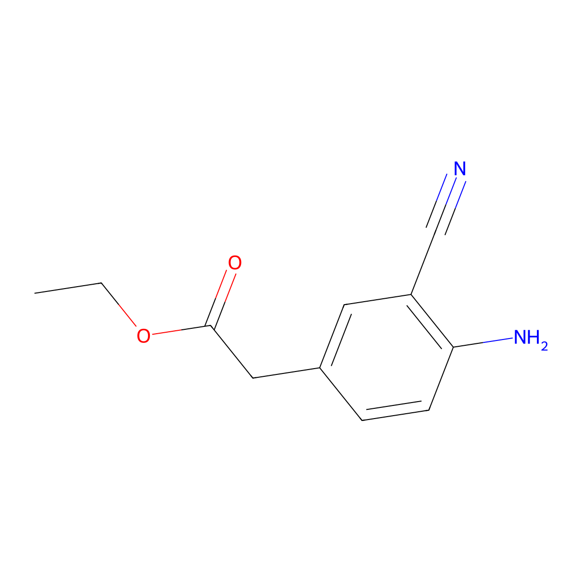 Ethyl 2-(4-amino-3-cyanophenyl)acetate molecular structure, CAS 1427715-35-2