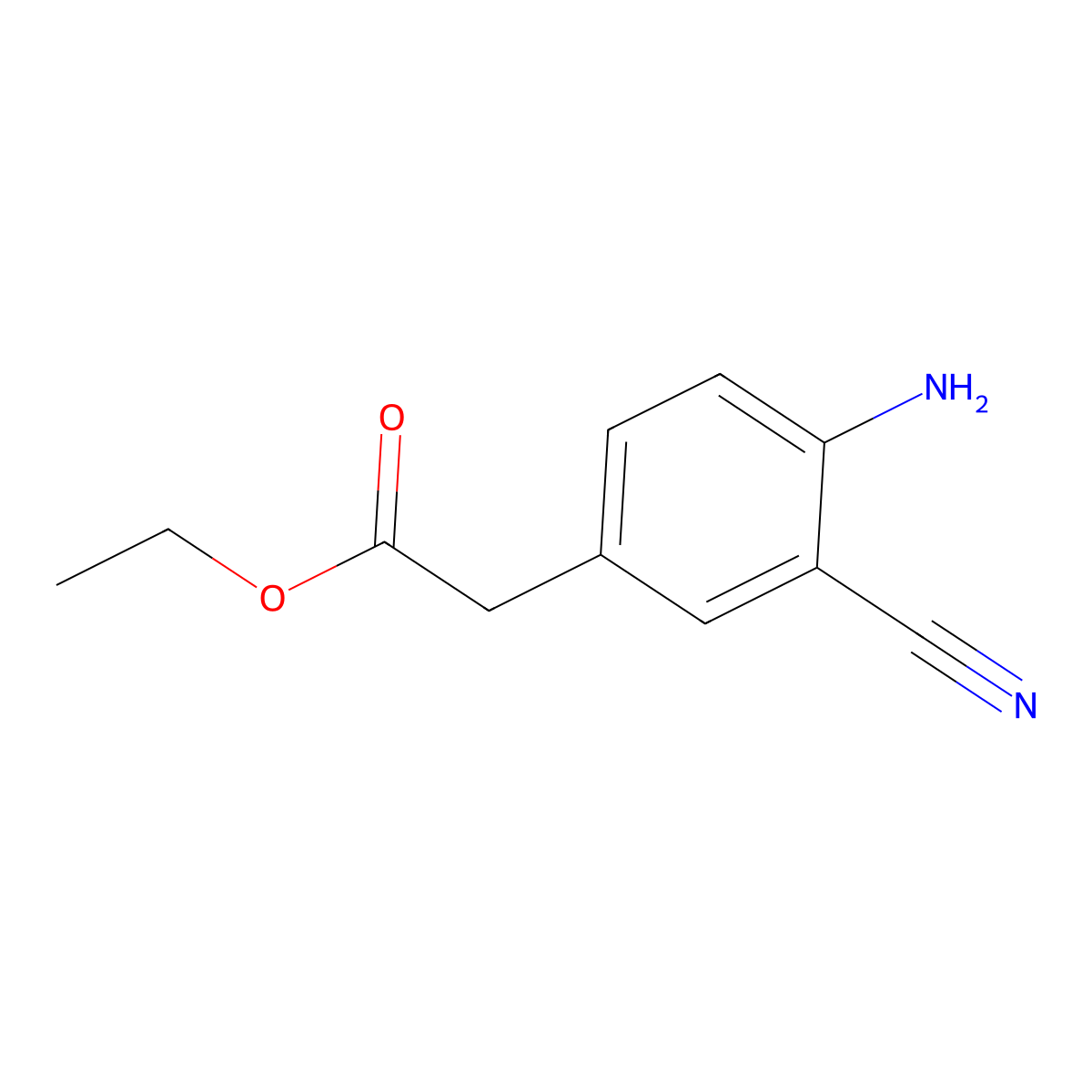 Ethyl 2-(4-amino-3-cyanophenyl)acetate molecular structure, CAS 1427715-35-2