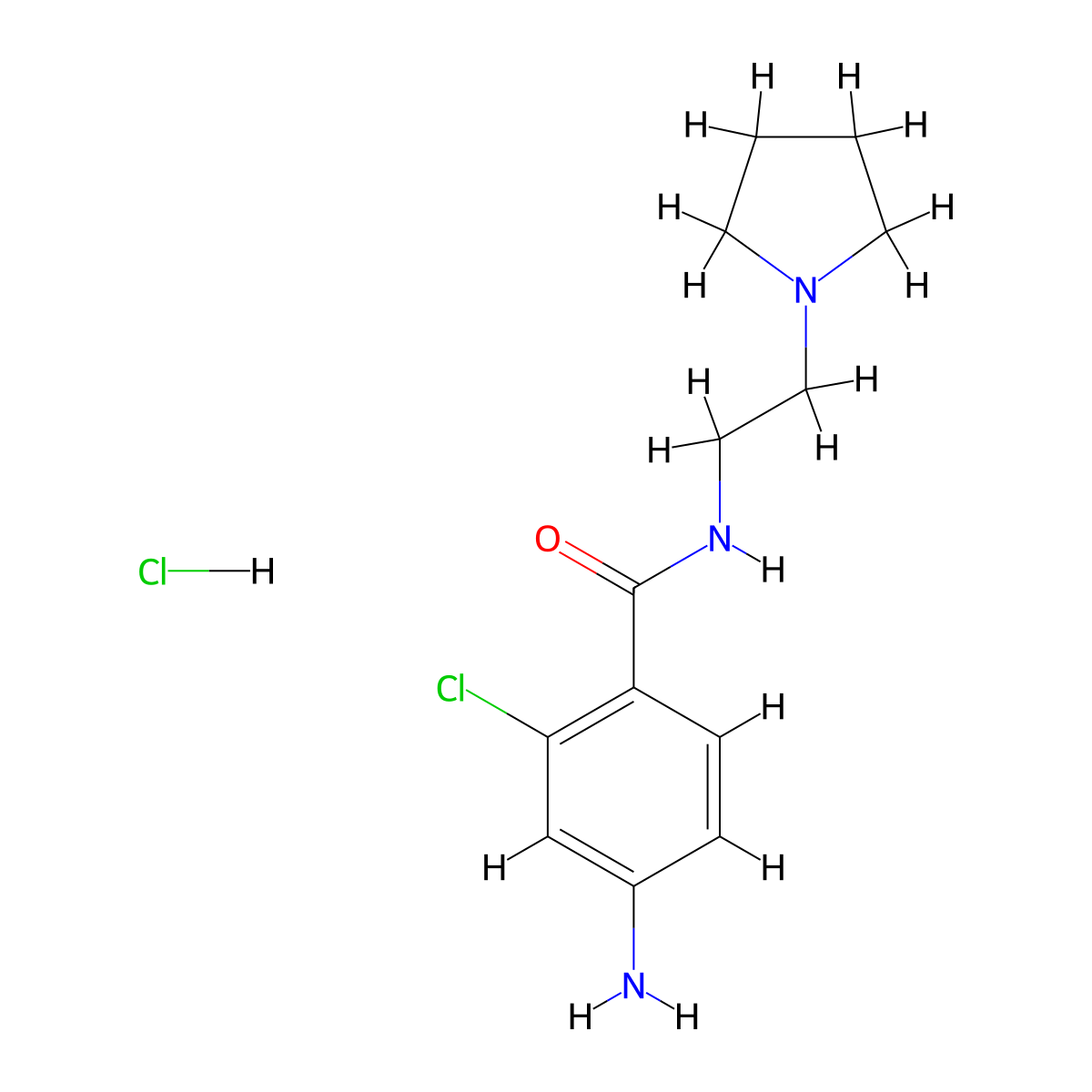 4-amino-2-chloro-N-[2-(pyrrolidin-1-yl)ethyl]benzamide hydrochloride molecular structure, CAS 1427721-19-4