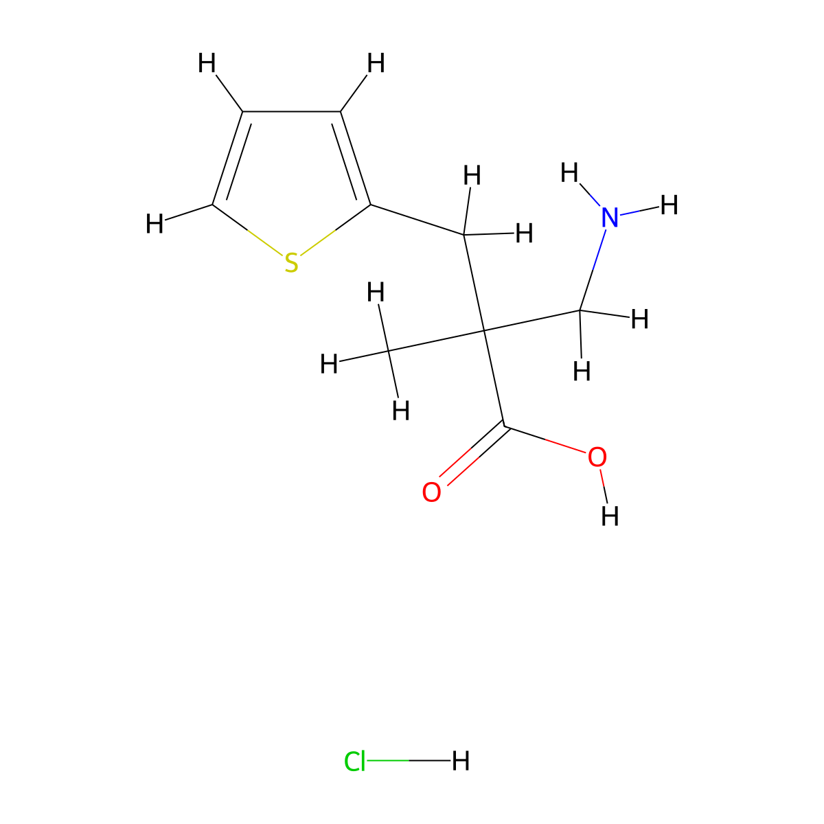 3-Amino-2-methyl-2-[(thiophen-2-yl)methyl]propanoic acid hydrochloride molecular structure, CAS 1427724-02-4