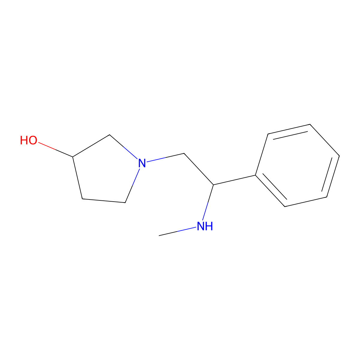 3-Pyrrolidinol, 1-[2-(methylamino)-2-phenylethyl]- molecular structure, CAS 142773-89-5