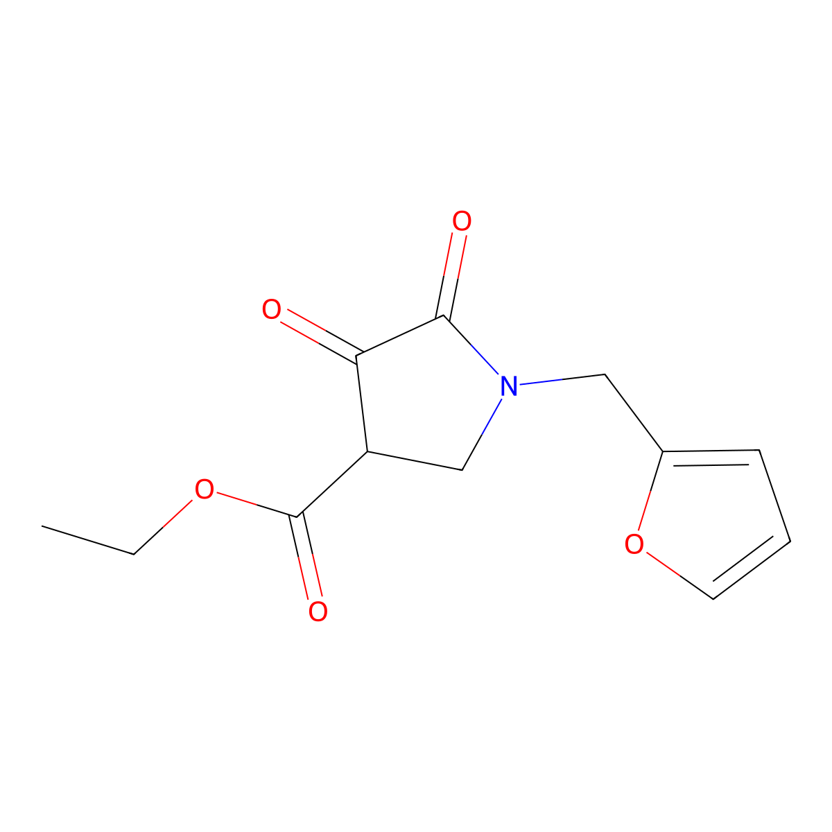 Ethyl 1-(2-furylmethyl)-4,5-dioxopyrrolidine-3-carboxylate molecular structure, CAS 142774-43-4
