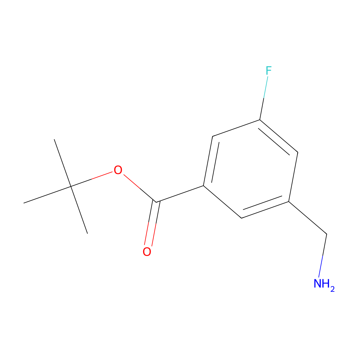 Tert-butyl 3-(aminomethyl)-5-fluorobenzoate molecular structure, CAS 1427753-14-7