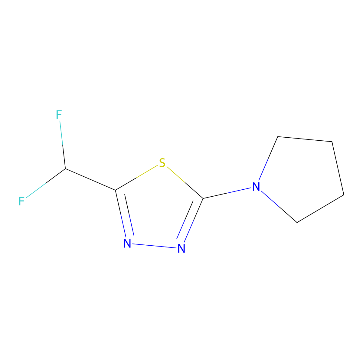 2-(Difluoromethyl)-5-(pyrrolidin-1-yl)-1,3,4-thiadiazole molecular structure, CAS 1427761-11-2