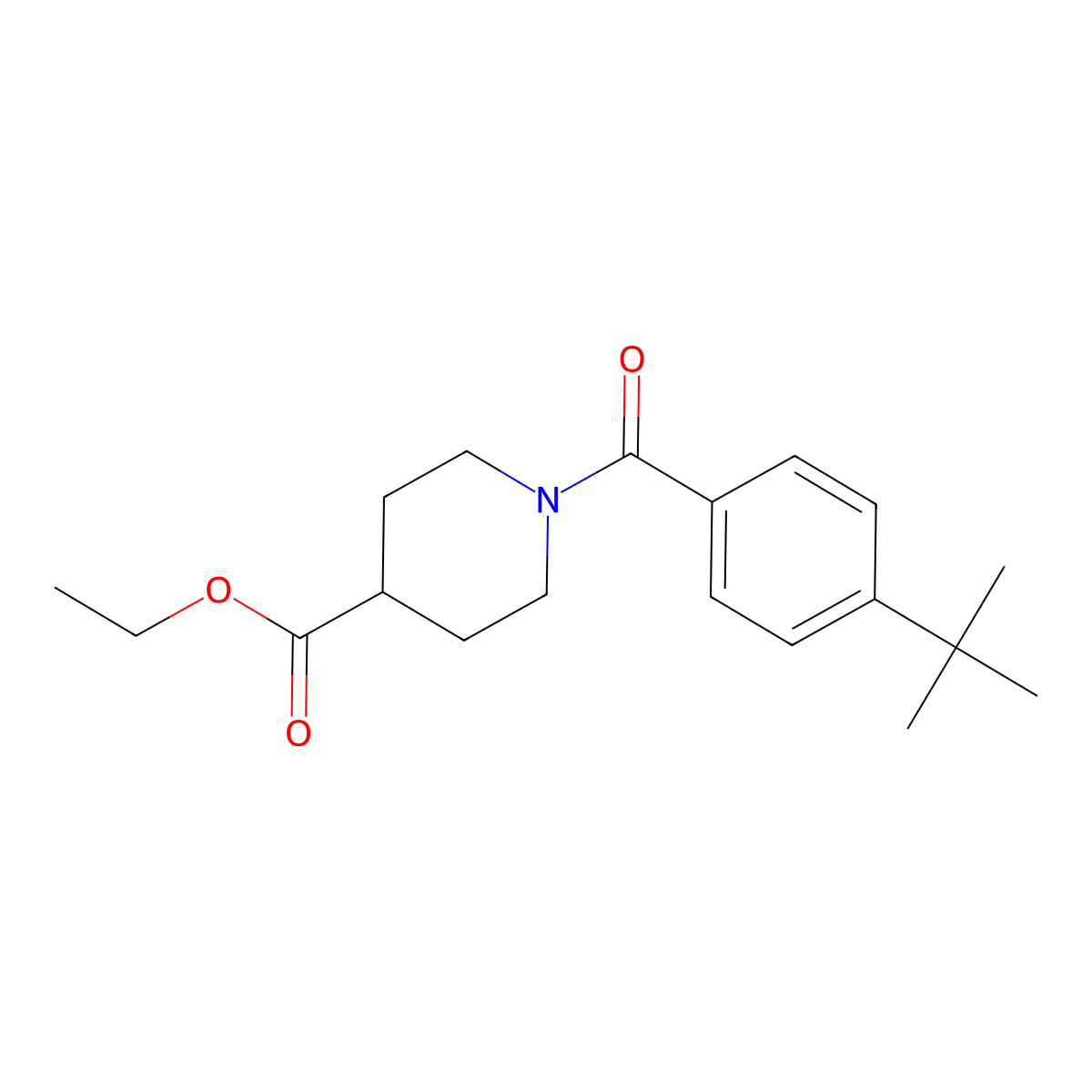 Ethyl 1-(4-tert-butylbenzoyl)-4-piperidinecarboxylate molecular structure, CAS 142778-60-7