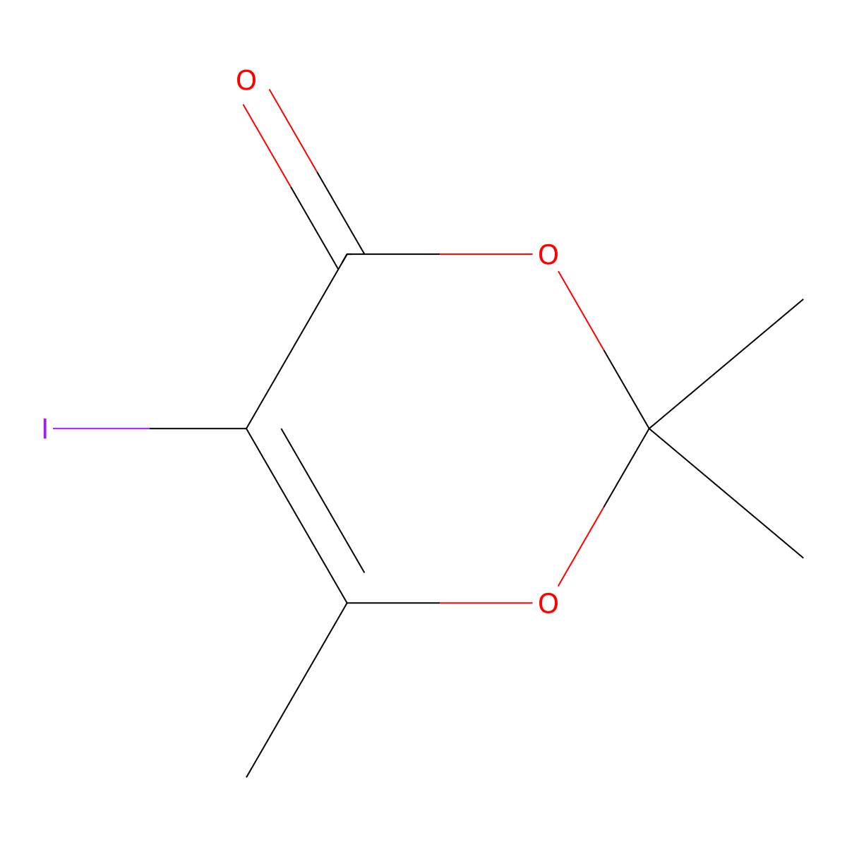 4H-1,3-Dioxin-4-one, 5-iodo-2,2,6-trimethyl- molecular structure, CAS 142779-83-7