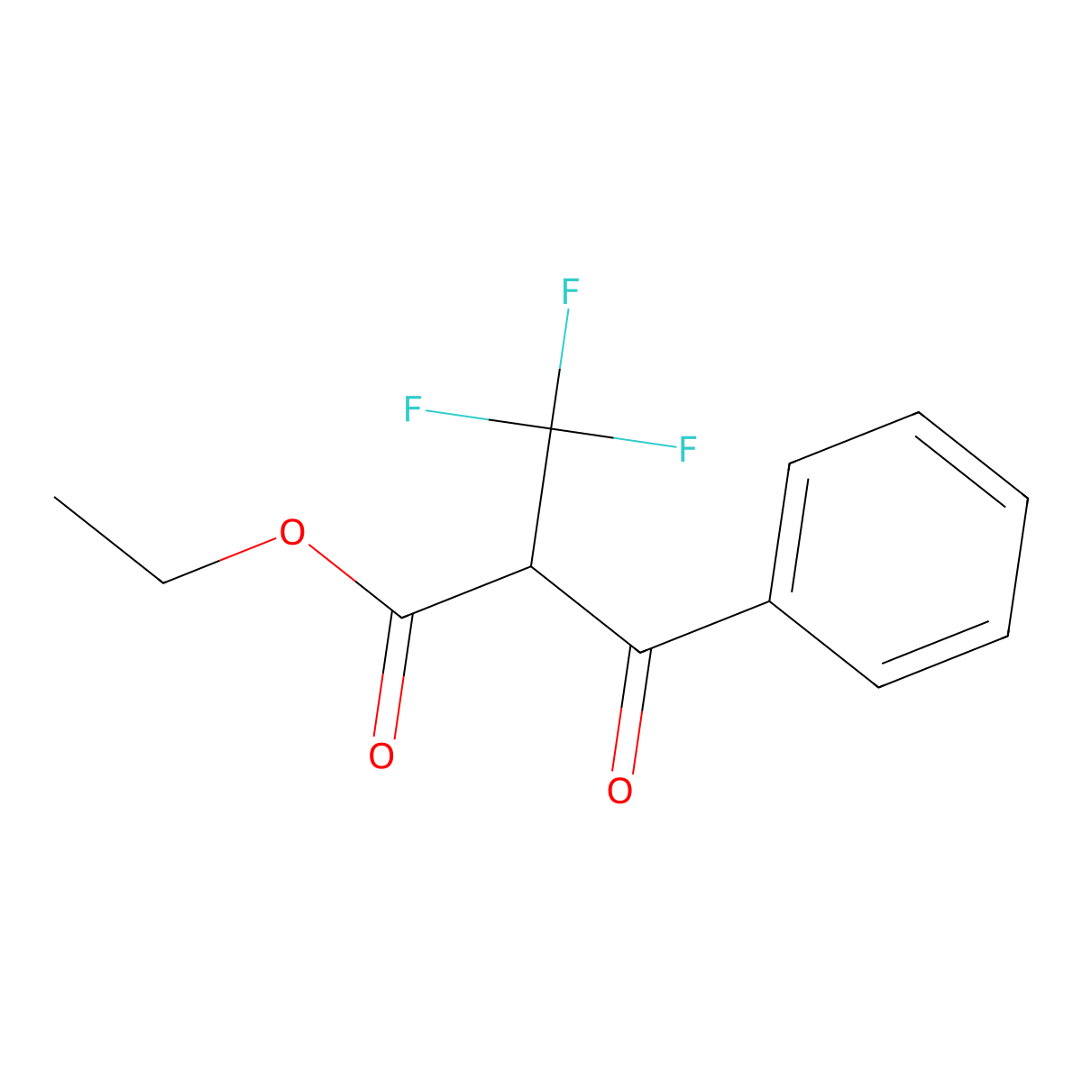 Ethyl 3-oxo-3-phenyl-2-(trifluoromethyl)propanoate molecular structure, CAS 142779-90-6