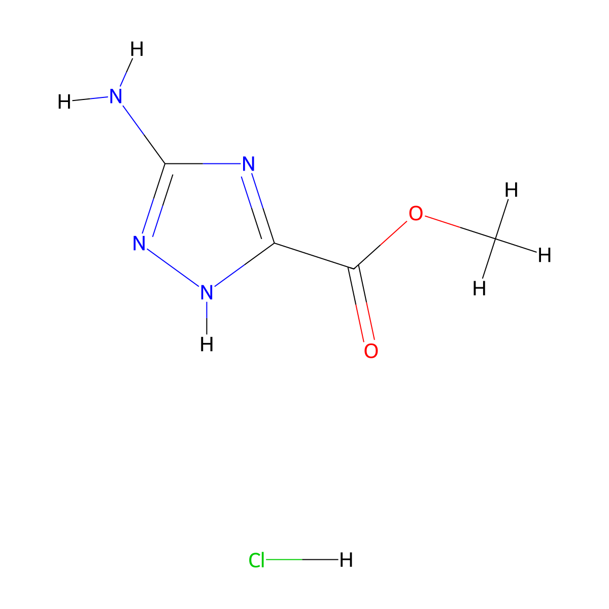 1H-1,2,4-Triazole-3-carboxylic acid, 5-amino-, methyl ester, hydrochloride (1:1) molecular structure, CAS 142782-22-7