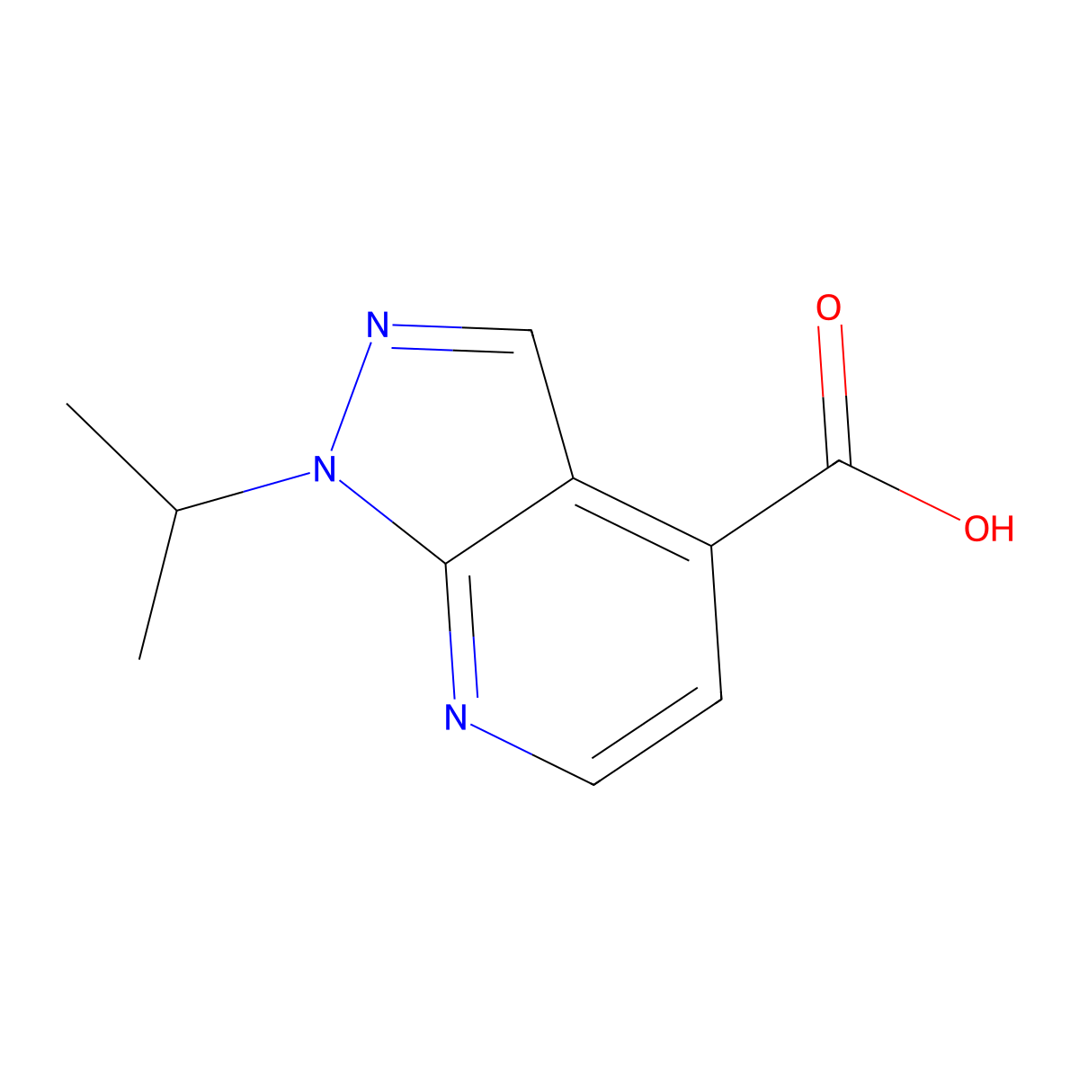 1-isopropyl-1H-pyrazolo[3,4-b]pyridine-4-carboxylic acid molecular structure, CAS 1427853-89-1
