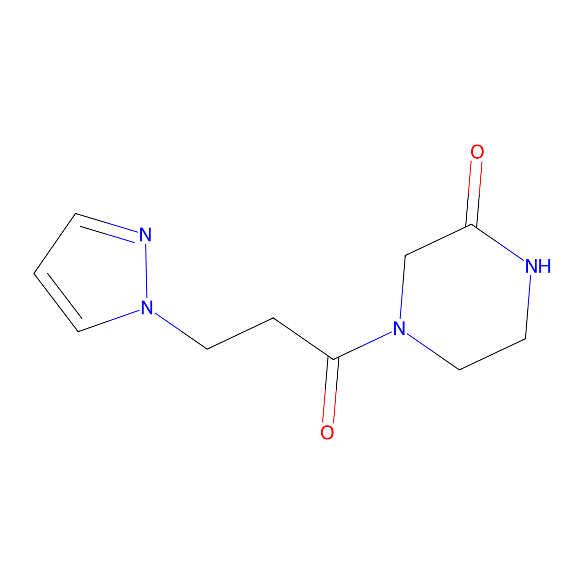 4-(3-(1h-Pyrazol-1-yl)propanoyl)piperazin-2-one molecular structure, CAS 1427869-34-8