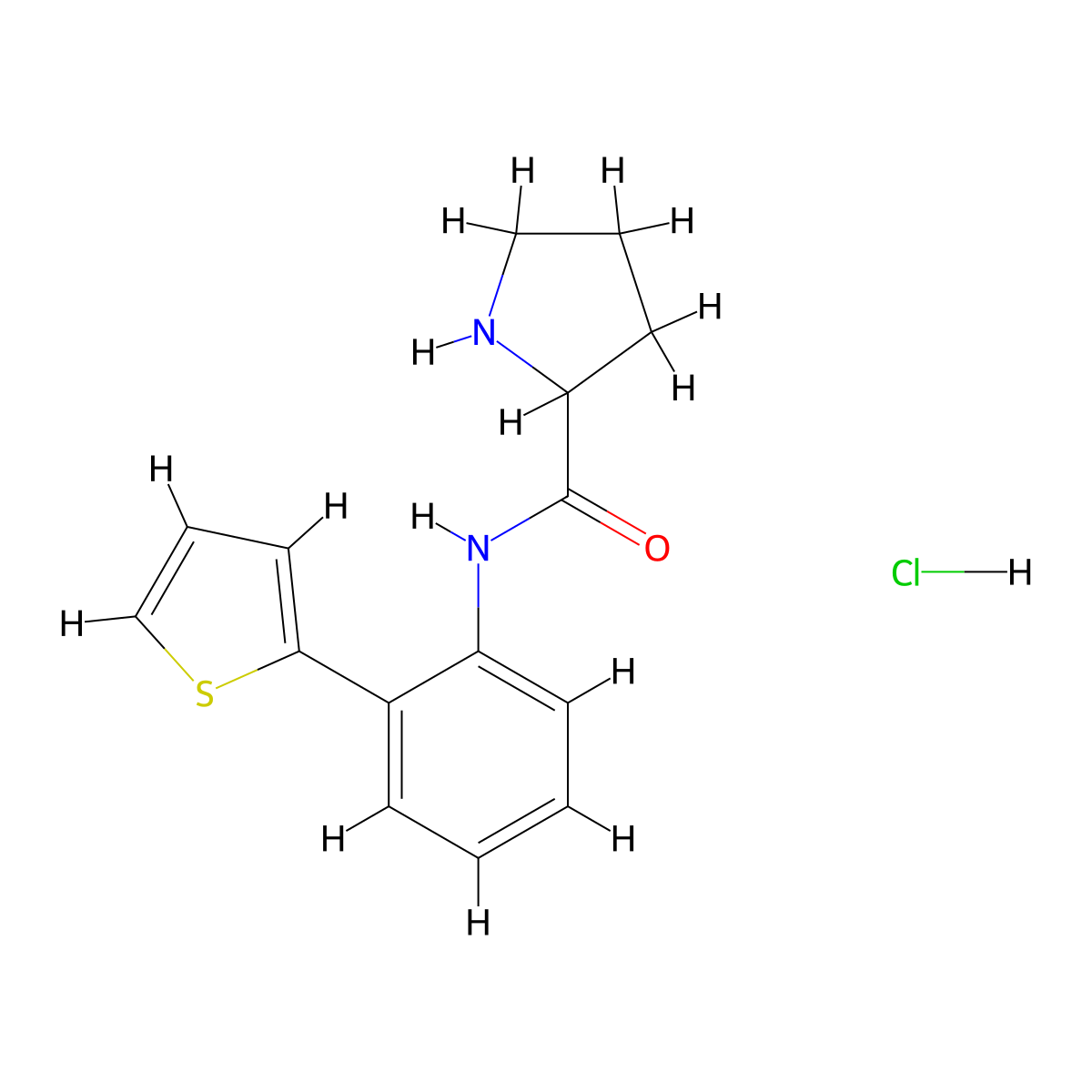 N-[2-(Thiophen-2-YL)phenyl]pyrrolidine-2-carboxamide hydrochloride molecular structure, CAS 1427876-00-3