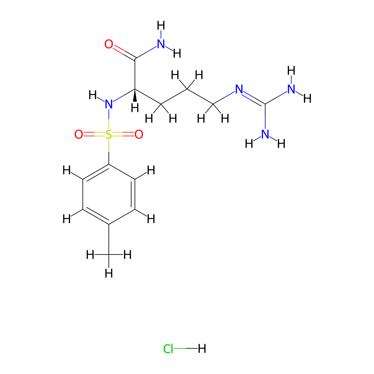 N~5~-(Diaminomethylidene)-N~2~-(4-methylbenzene-1-sulfonyl)-L-ornithinamide--hydrogen chloride (1/1) molecular structure, CAS 14279-64-2