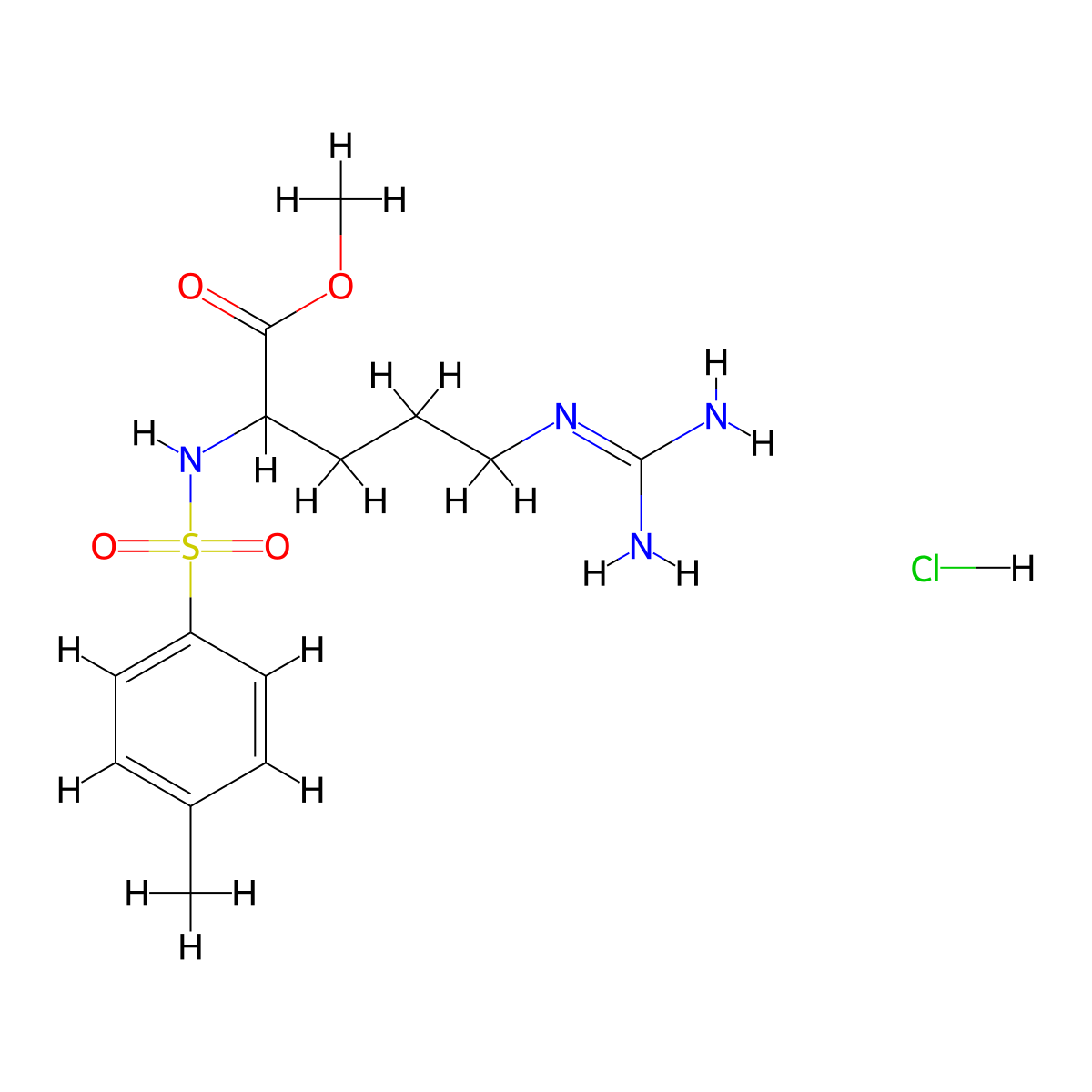 Methyl N2-((p-tolyl)sulphonyl)-L-argininate monohydrochloride molecular structure, CAS 14279-68-6