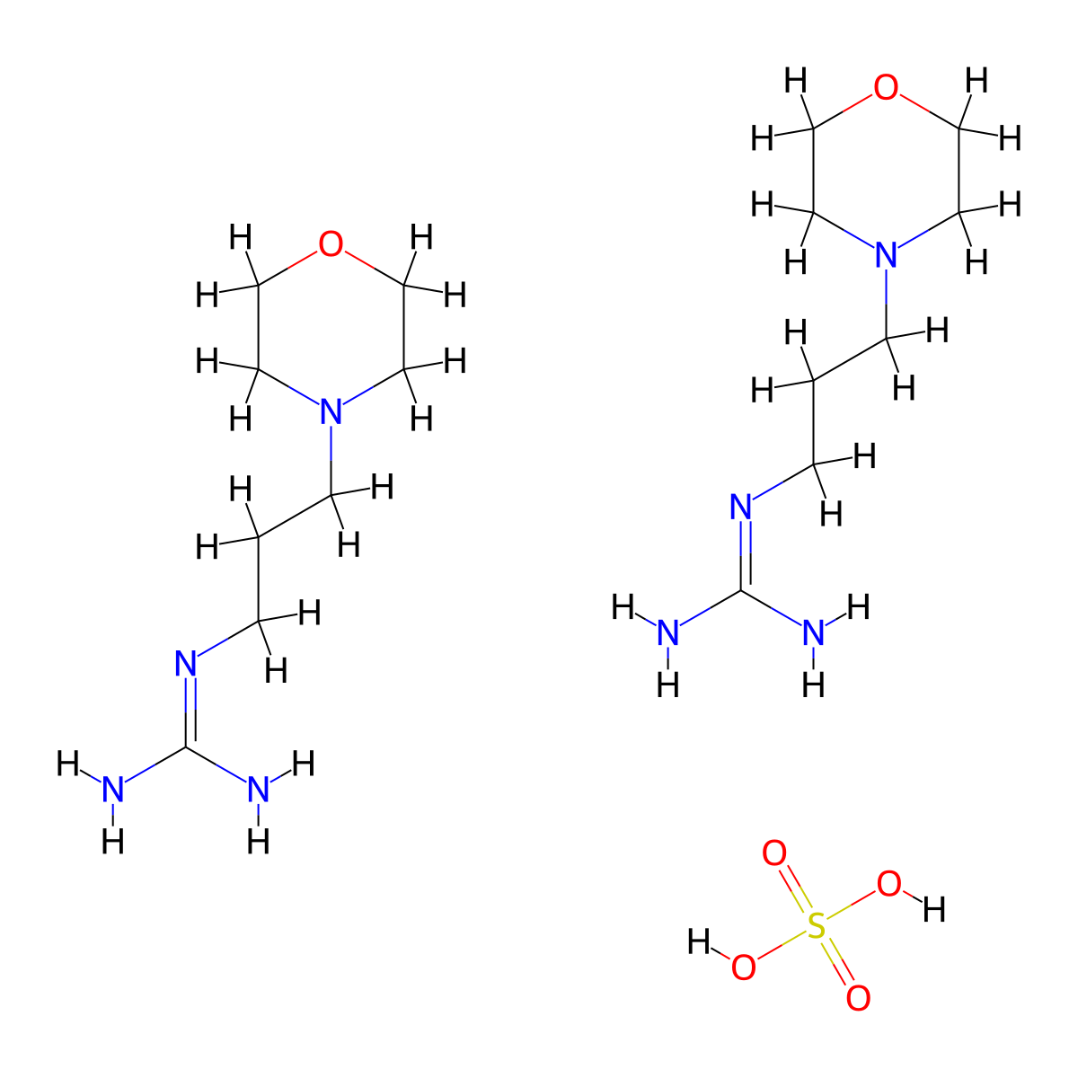 Bis(2-[3-(morpholin-4-yl)propyl]guanidine); sulfuric acid molecular structure, CAS 14279-76-6