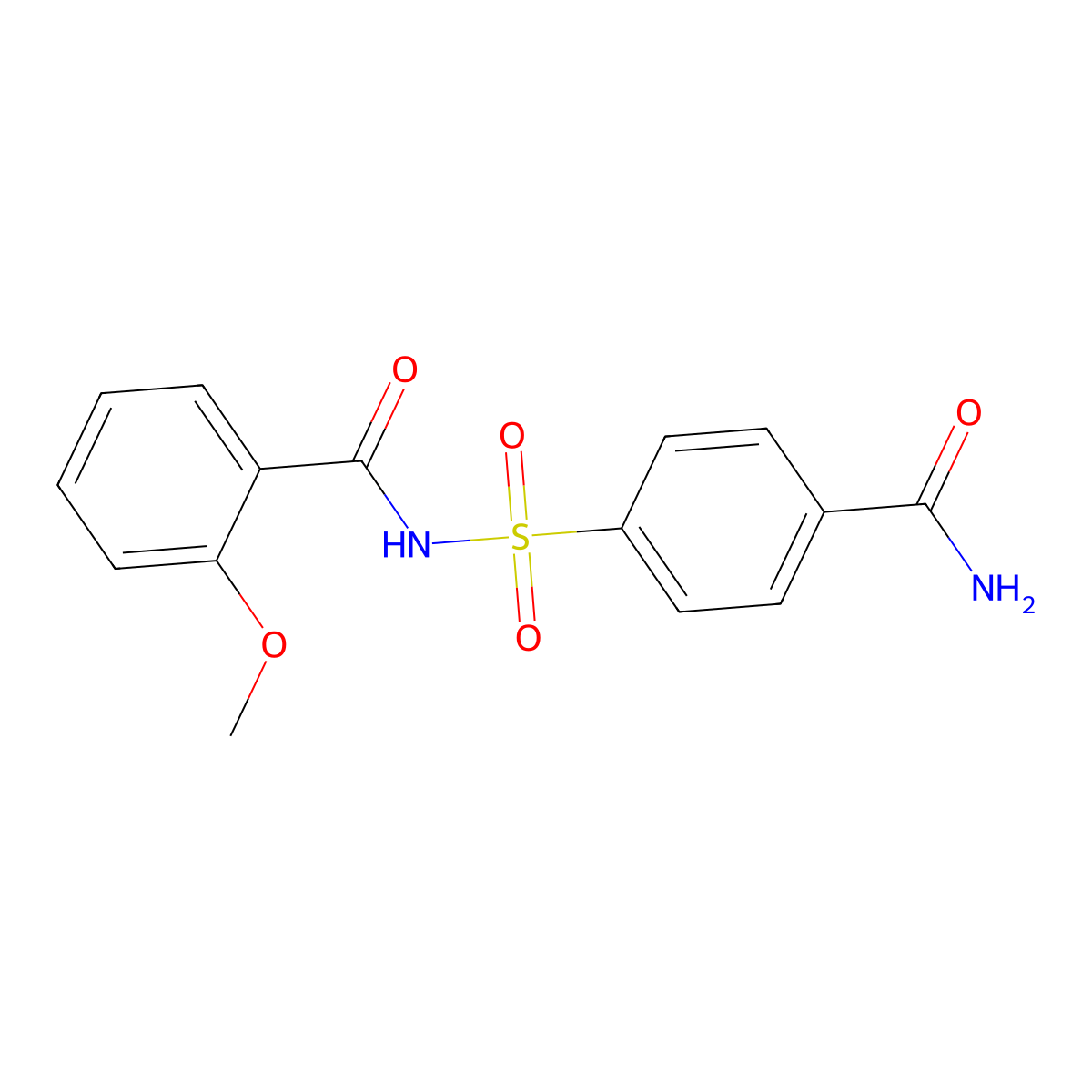 N-((4-(Aminocarbonly)phenyl)sulfonyl)-2-methoxybenzamide molecular structure, CAS 1427965-57-8