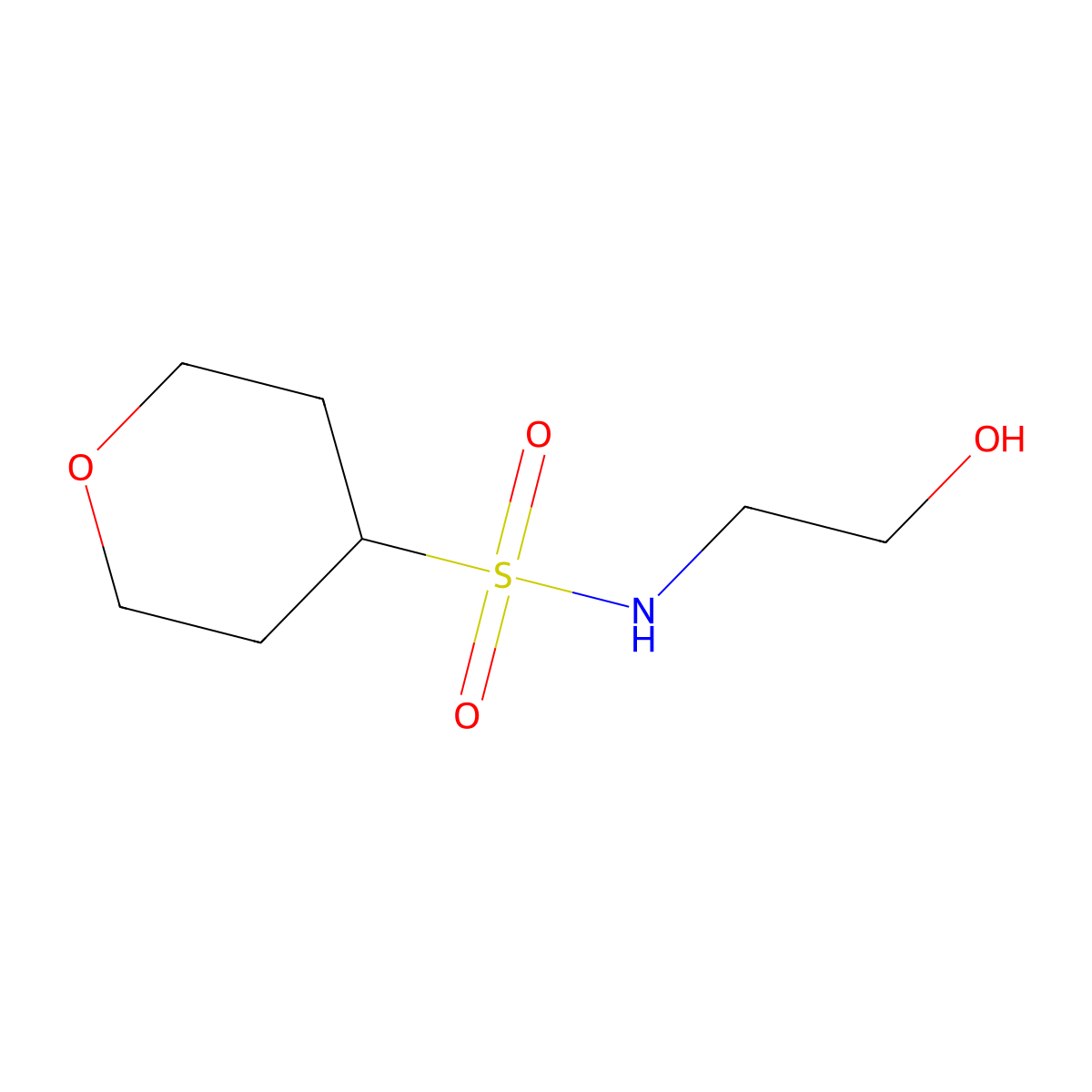 N-(2-hydroxyethyl)oxane-4-sulfonamide molecular structure, CAS 1427967-11-0