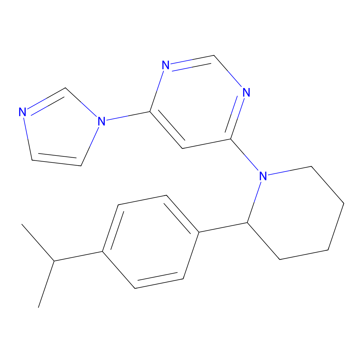 4-(1H-imidazol-1-yl)-6-{2-[4-(propan-2-yl)phenyl]piperidin-1-yl}pyrimidine molecular structure, CAS 1427985-02-1