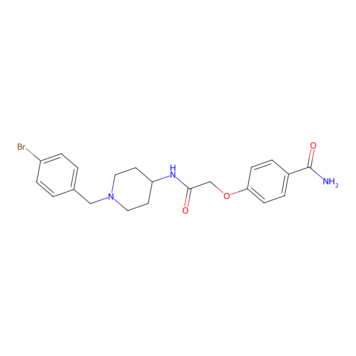 4-[({1-[(4-Bromophenyl)methyl]piperidin-4-yl}carbamoyl)methoxy]benzamide molecular structure, CAS 1427986-92-2