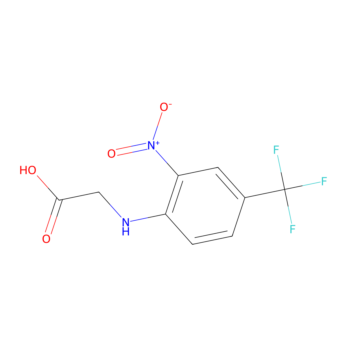 (2-Nitro-4-trifluoromethyl-phenylamino)-acetic acid molecular structure, CAS 1428-53-1